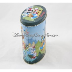 Ancienne boite DISNEYLAND PARIS tole vintage métal fer ovale multi personnages 14 cm