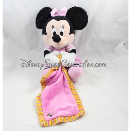 Peluche souris Minnie DISNEY NICOTOY mouchoir rose 30 cm