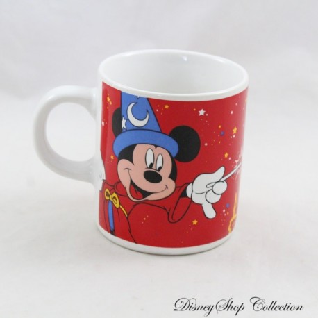 Mickey Tazza Caffè Espresso DISNEYLAND PARIS Espresso Fantasia Mago Castello Rosso Ceramica 7 cm