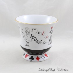 Taza Alicia en el País de las Maravillas DISNEYLAND PARÍS Reina de Corazones Conejo Blanco Negro Blanco Juego de Cartas 11 cm