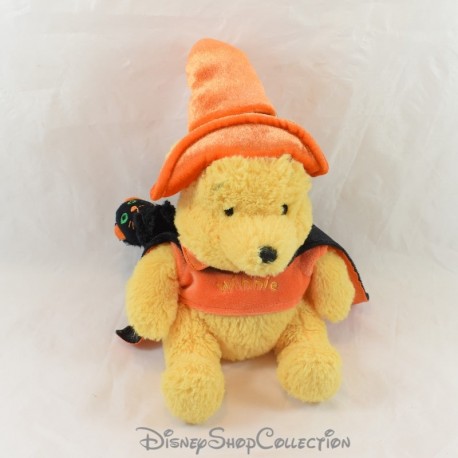 Winnie Puuh Plüsch DISNEYLAND PARIS Halloween Schwarze Katze Orange Hut Disney 23 cm