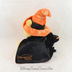 Winnie the Pooh Plush DISNEYLAND PARIS Halloween Black Cat Orange Hat Disney 23 cm