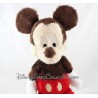 Peluche Mickey DISNEYLAND PARIS poils longs marron rouge jaune 50 cm