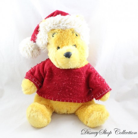 Peluche de Winnie the Pooh DISNEY STORE Parche Sombrero de Papá Noel 32 cm