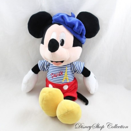 Peluche Mickey DISNEY Nicotoy Torre Eiffel parisina bordada azul blanco rojo 30 cm