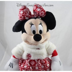 Peluche Minnie DISNEY STORE tenue de fête Noël jupe en laine 2015 43 cm