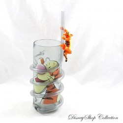 Vaso de plástico Tigger DISNEYLAND PARIS cristal paja gris naranja 24 cm