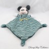 Doudou plat Mickey DISNEY BABY losange rayé vert et blanc 32 cm