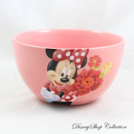 Minnie bowl DISNEY STORE pink flowers ceramic floral 16 cm