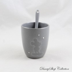 Mickey DISNEYLAND PARIS Taza de Café Espresso Sellier con Cuchara Gris Disney Diamantes de Imitación 8 cm