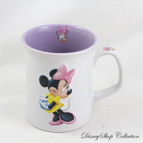 Mug Minnie DISNEY SPEL tasse blanche mauve double face relief 10 cm