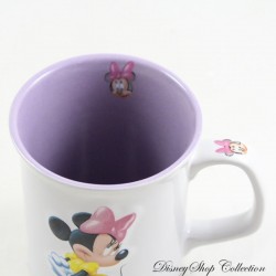 Minnie Mug DISNEY SPEL White Mug Purple Double Sided Embossed 10 cm