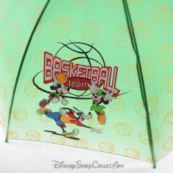 Parapluie vintage Mickey DISNEY Basketball Team poignée tête Perletti 1999 vert