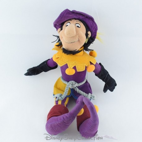 Peluche Clopin DISNEY STORE Le Bossu de Notre Dame Fou du Roi violet jaune 42 cm