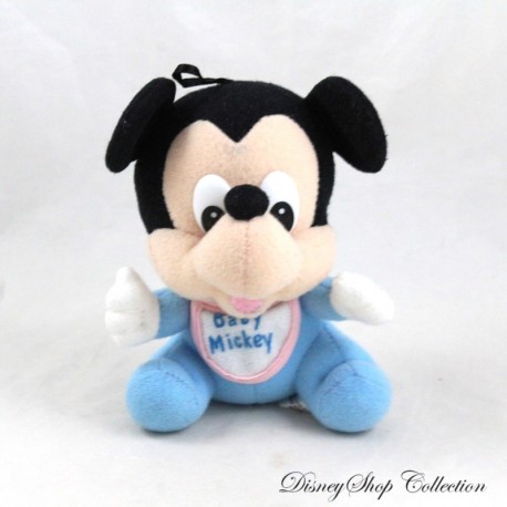 Vintage Mickey Baby DISNEY Baby Mickey Azul Babero Campana Peluche 13 cm