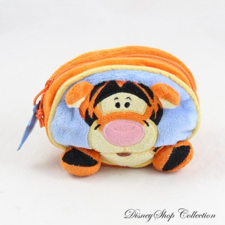 Plush Tigger Coin Purse DISNEY STORE Round Tigger Embossed Orange 10 cm