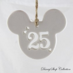 Ornement Noël tête de Mickey DISNEYLAND PARIS 25 ans blanc suspension