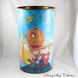 Antique Cinderella Laundry Barrel DISNEY Vintage Metal Trash Can Paper Basket 40 cm