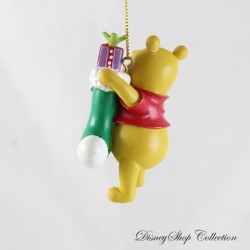 Ornement Winnie l'ourson DISNEY résine cadeaux dans chaussette Noël suspension 8 cm