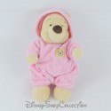 Peluche Winnie l'ourson DISNEY STORE pyjama grenouillère rose 22 cm