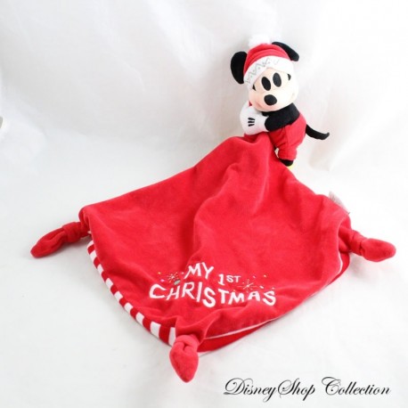 Doudou mouchoir Mickey DISNEY STORE Noël rouge My 1st Christmas