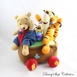 Animierter Plüsch Tigger und Winnie DISNEY Vintage Musical Ziehbaumstamm 33 cm