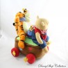 Animated plush Tigger and Winnie DISNEY vintage musical pull tree trunk 33 cm