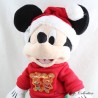 Peluche Mickey DISNEY STORE Noël 2020 pull pains d'épice rouge vert 45 cm