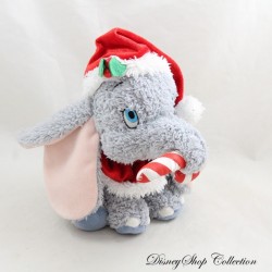 Dumbo Elefante Peluche DISNEY PARKS Cappello Rosso Candy Cane di Natale 23 cm