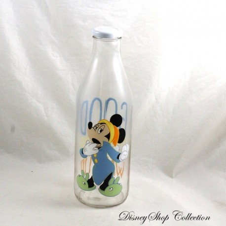 Mickey glass bottle DISNEY Good morning time wake up 27 cm