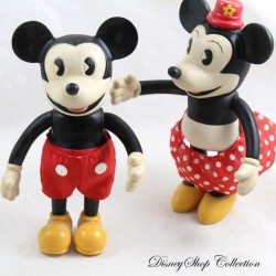 Anciennes figurines Mickey et Minnie DISNEY Schylling rétro posables vinyle doll (R20)