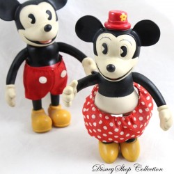 Anciennes figurines Mickey et Minnie DISNEY Schylling rétro posables vinyle doll (R20)