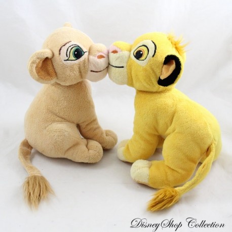 Peluche lionceaux Nala et Simba DISNEY Le Roi lion bisou bouche aimantée 20 cm