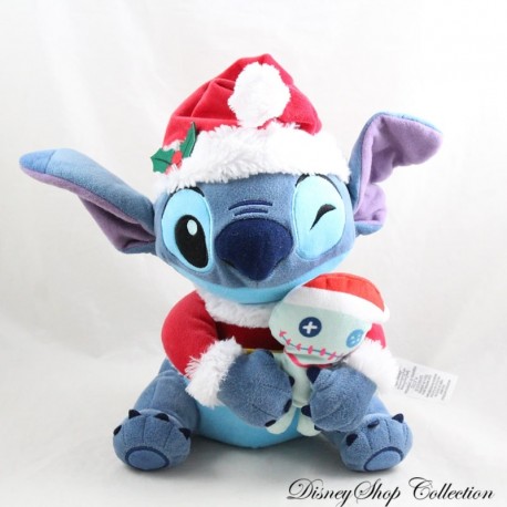 Peluche Stitch DISNEY PARKS Lilo et Stitch Père Noël avec Souillon le doudou 24 cm