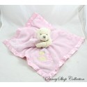 Doudou plat Winnie l'ourson DISNEY STORE satin rose " Piglet and Pooh I love you "