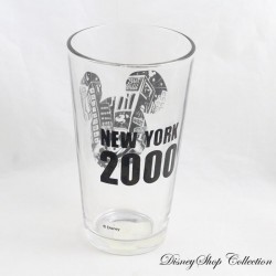 Verre Mickey DISNEY New York 2000 croquis dessins tête Mickey noir et transparent 15 cm