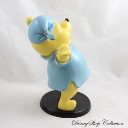 Figurine en résine Winnie l'ourson DISNEY RUTTEN réveil en pyjama wake up sur socle noir 19 cm