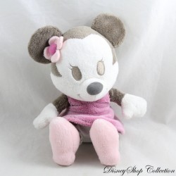 Peluche Minnie DISNEY Gipsy cuties taupe rose robe fleur 20 cm