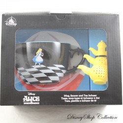 Juego de té Alice DISNEY STORE Alicia en el País de las Maravillas Platillo de taza e infusor de té