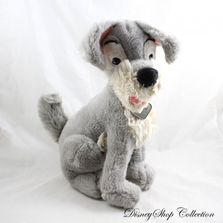 Peluche chien Tramp Clochard WALT DISNEY COMPAGNY La Belle et le Clochard vintage collier métal 34 cm