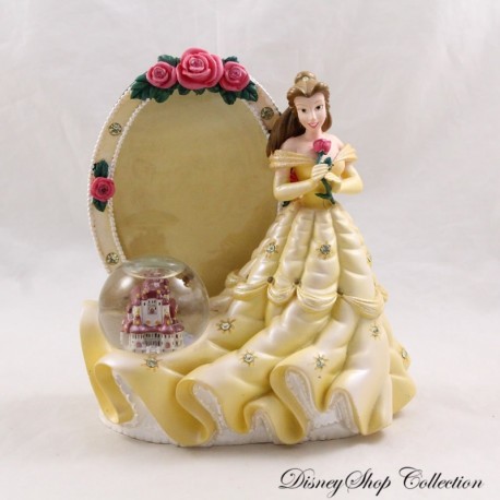 Princess Belle figurine DISNEYLAND PARIS Beauty and the Beast photo frame and snow globe resin 17 cm