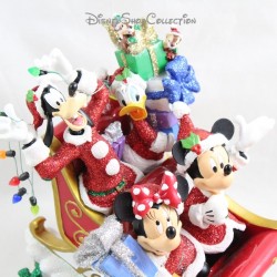 Figurine résine traineau de Noël DISNEY PARKS Mickey Minnie Dingo Donald