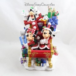 DISNEY PARKS Christmas Sleigh Resin Figurine Mickey Minnie Goofy Donald