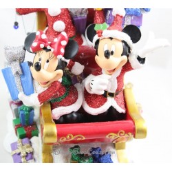 DISNEY PARKS Slitta di Natale Figurina in resina Topolino Minnie Pippo Paperino