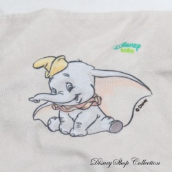 Doudou plat éléphant Dumbo DISNEY BABY gris 4 coins noués 20 cm