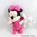 Minnie DISNEY plush lying on her stomach with her white rabbit cuddly toy 18 cm