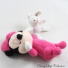 Minnie DISNEY plush lying on her stomach with her white rabbit cuddly toy 18 cm