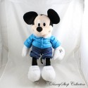 Peluche Topolino DISNEY STORE 2011 cappotto blu jeans e pattini di Natale 45 cm