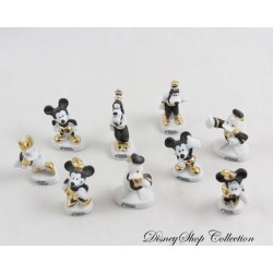 Set de 9 fèves Mickey et ses amis DISNEY noir blanc doré céramique brillant