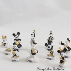 Set de 9 fèves Mickey et ses amis DISNEY noir blanc doré céramique brillant